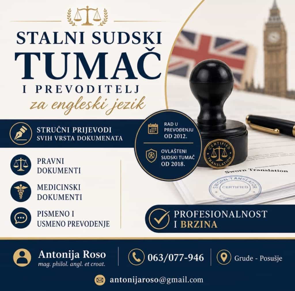 Ilustracija članka: Sudski tumač za engleski jezik u Grudama i Posušju – stručna usluga prijevoda
