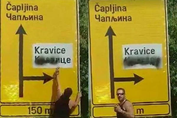 Ilustracija članka: VIDEO: Snimali se kako precrtavaju nazive općina i gradova napisanih na ćirilici