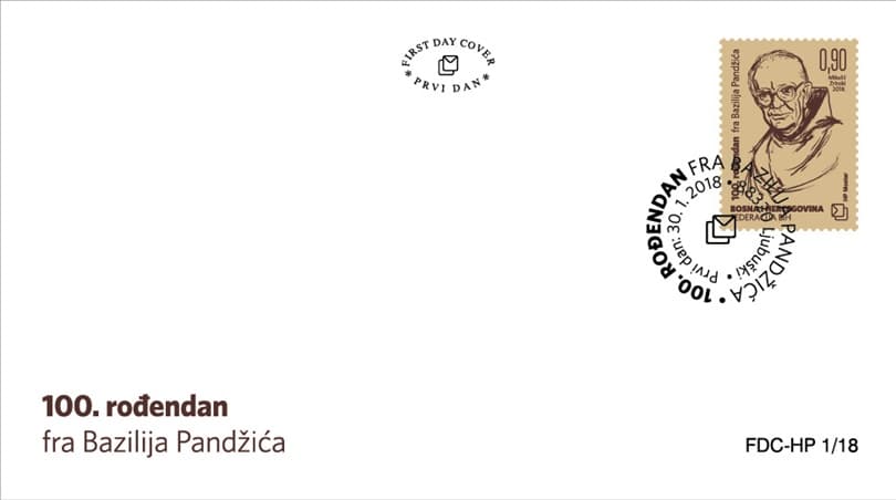 Ilustracija članka: Hrvatska pošta Mostar izdala marku u povodu 100. rođendana fra Bazilija Pandžića