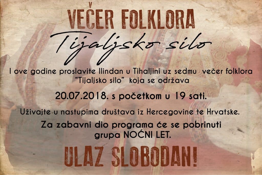 Ilustracija članka: NAJAVA: 7. Večer folklora “Tijaljsko silo” 2018.