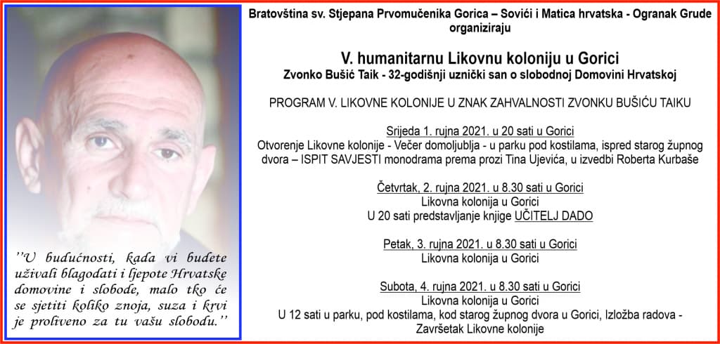 Ilustracija članka: U Gorici V. Likovna kolonija “Zvonko Bušić Taik – 32-godišnji uznički san o slobodnoj Domovini Hrvatskoj“