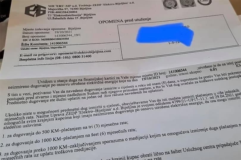 Ilustracija članka: Samo u BiH: Zaprijetili mu sudom zbog duga za struju od jednog feninga