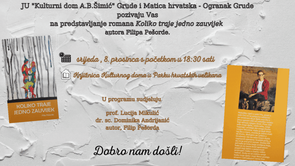 Ilustracija članka: Predstavljanje romana “Koliko traje jedno zauvijek” autora Filipa Pešorde