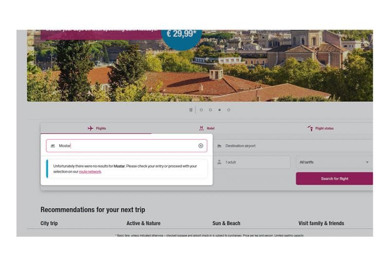 Ilustracija članka: Mostar ostao bez Eurowingsa