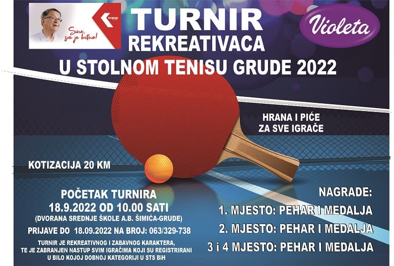 Ilustracija članka: Turnir rekreativaca u stolnom tenisu Grude 2022.
