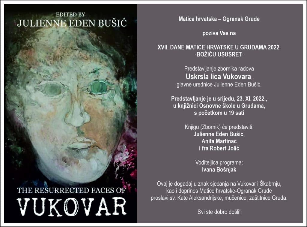 Ilustracija članka: Grude: Predstavljanjem zbornika radova “Uskrsla lica Vukovara” započinje manifestacija Božiću ususret