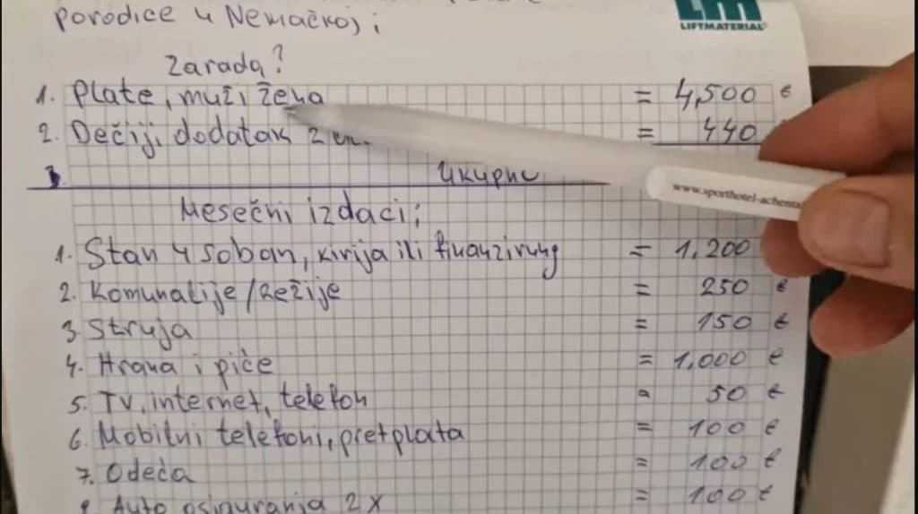 Ilustracija članka: Balkanac u Njemačkoj napravio popis mjesečnih troškova