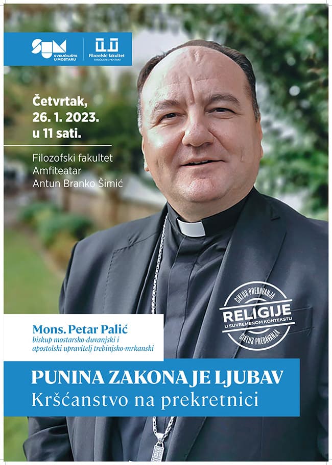 Ilustracija članka: Biskup Palić će održat predavanje na Filozofskom fakultetu u Mostaru