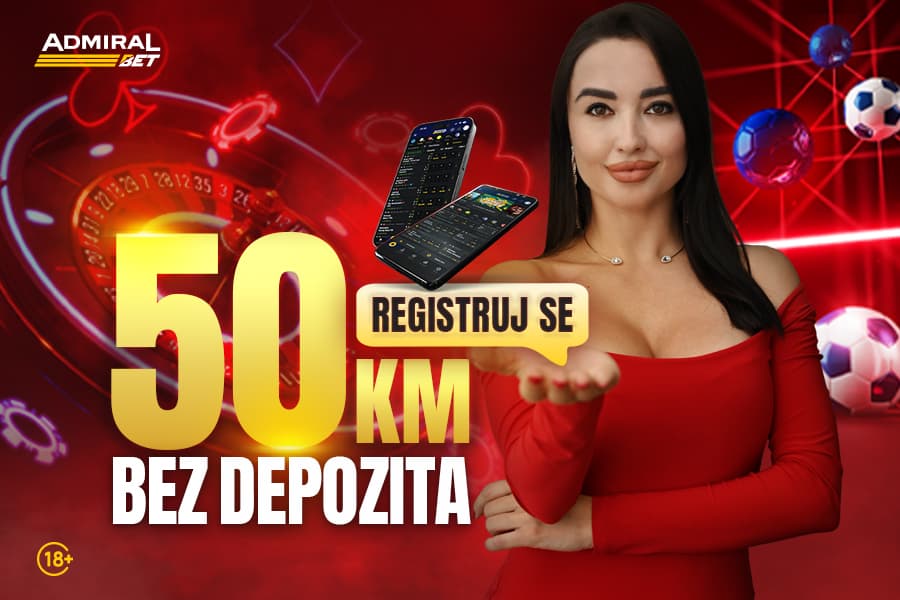 Ilustracija članka: AdmiralBet ponovo časti: Registriraj se i preuzmi 50 KM bonusa BEZ UVJETA