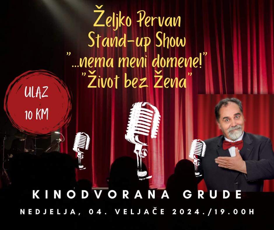 Ilustracija članka: Željko Pervan u Grudama predstavlja novi stand-up show “Nema meni domene”