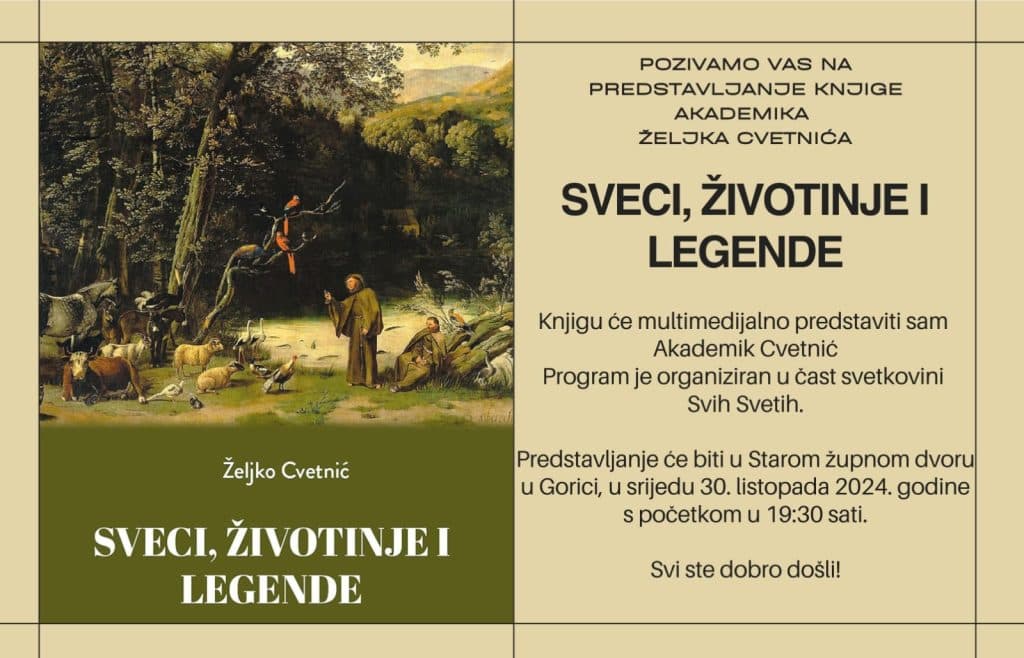 Ilustracija članka: Najava: Predstavljanje knjige akademika Željka Cvetnića “SVECI, ŽIVOTINJE I LEGENDE”
