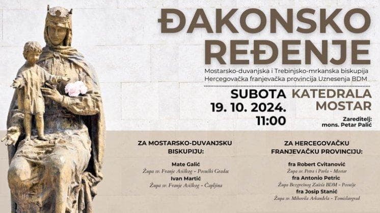 Ilustracija članka: Biskup Palić u Mostaru će za đakone zarediti petoricu bogoslova