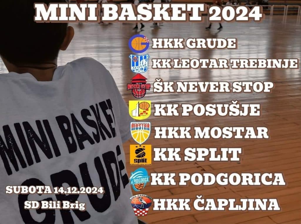 U subotu košarkaški turnir “Mini basket Grude” 2024.