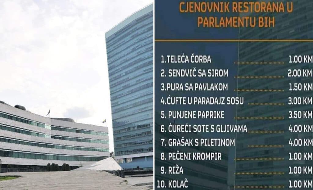 Ilustracija članka: Pogledajte cjenovnik hrane u Parlamentu BiH