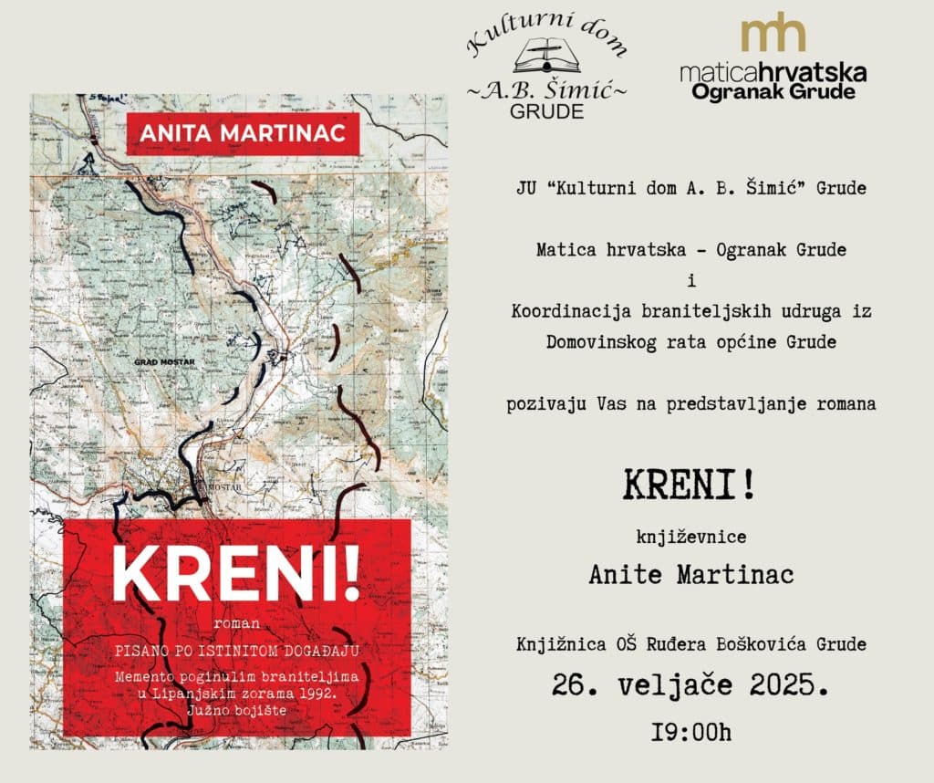 Ilustracija članka: U Grudama predstavljanje romana Kreni! književnice Anite Martinac