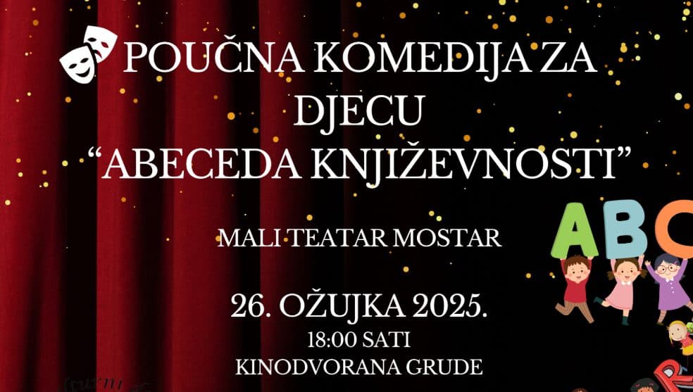 Ilustracija članka: Najava: Besplatna dječja predstava “Abeceda književnosti” u Grudama