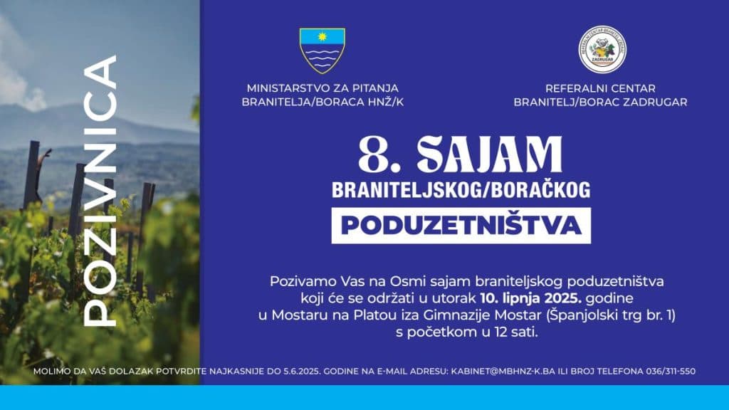 Ilustracija članka: Branitelji iz ŽZH izlažu domaće proizvode na sajmu u Mostaru