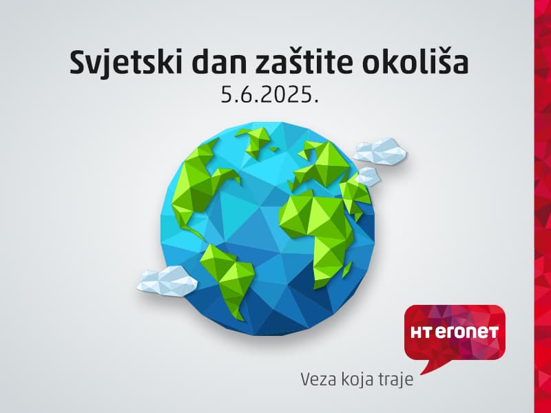 Ilustracija članka: Svjetski dan zaštite okoliša s HT Eronetom: Misli digitalno, djeluj ekološki