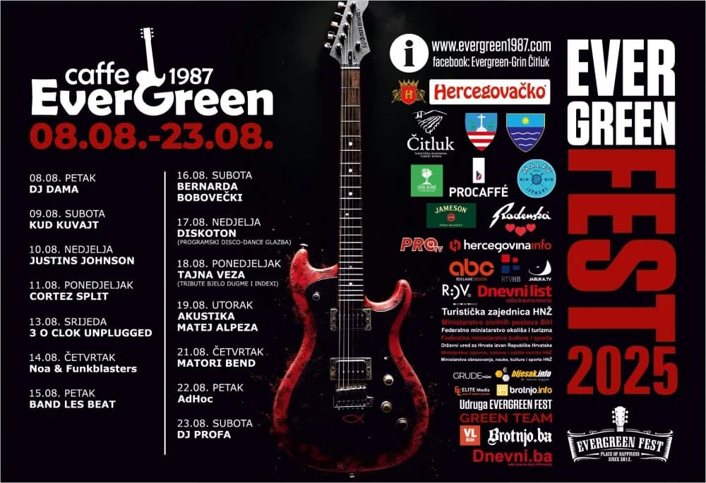 Ilustracija članka: Evergreen Fest u Čitluku: 14 dana glazbe, druženja i ljetne atmosfere