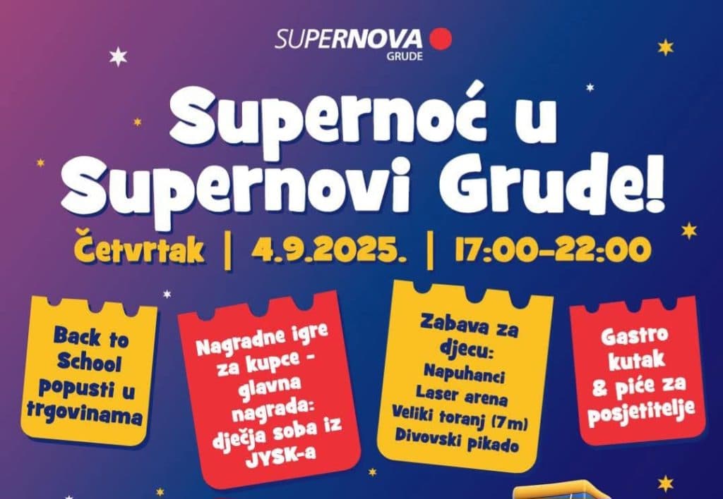 Ilustracija članka: Supernoć u Supernovi Grude: osvojite dječju sobu iz JYSK-a i uživajte u nezaboravnom programu