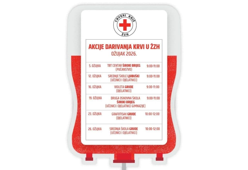 Ilustracija članka: Objavljen raspored: Šest akcija darivanja krvi u ožujku u ŽZH