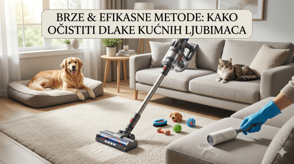 Ilustracija članka: Kako očistiti dlake kućnih ljubimaca (pas i mačka) – brze i efikasne metode koje stvarno rade