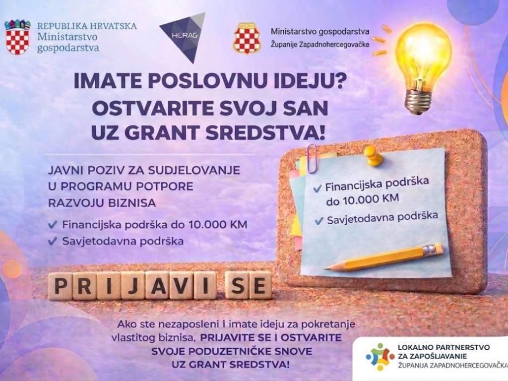 Ilustracija članka: ŽZH: Objavljen javni poziv za pokretanje vlastitog biznisa, potpora do 10 000 KM