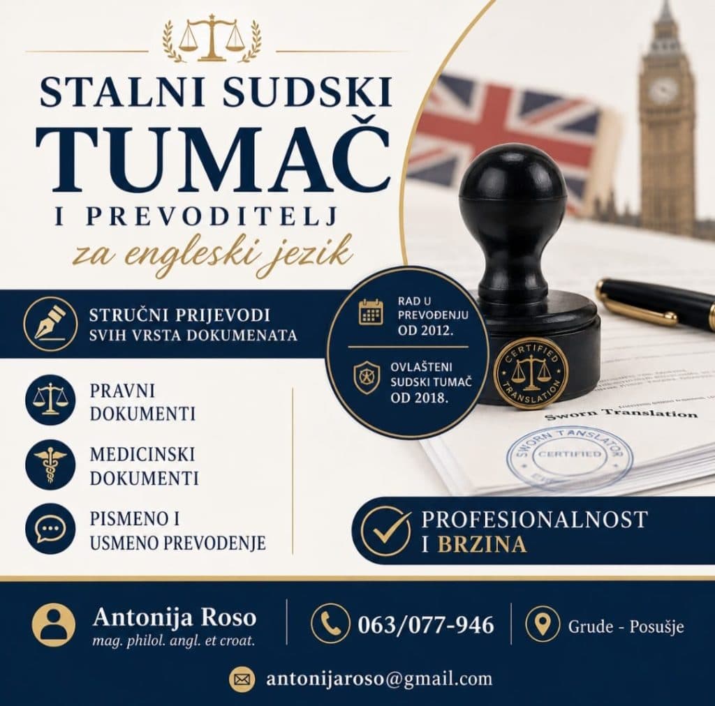 Ilustracija članka: Sudski tumač za engleski jezik u Grudama i Posušju – stručna usluga prijevoda