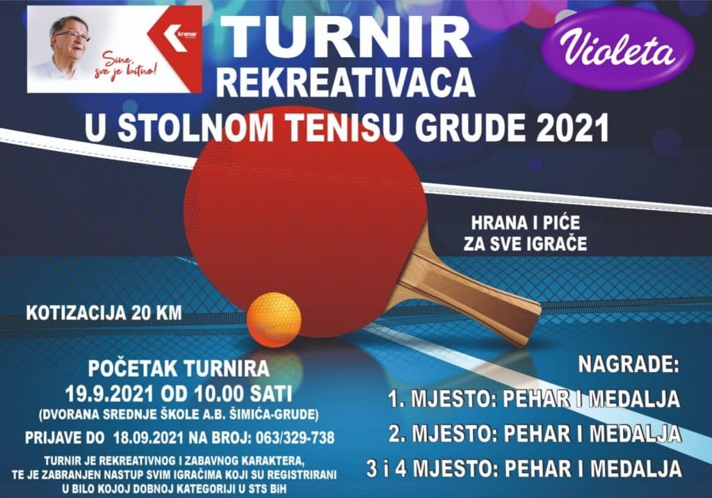 Ilustracija članka: Turnir rekreativaca u stolnom tenisu Grude 2021.