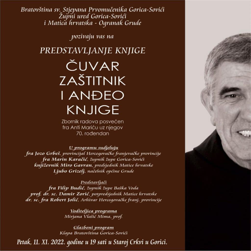 Ilustracija članka: U Gorici predstavljanje zbornika radova posvećenom fra Anti Mariću