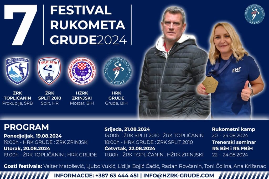 Ilustracija članka: NAJAVA: 7. Festival rukometa – Grude 2024. i promocija monografije “Rukometne kćeri bure – od sna do jave”
