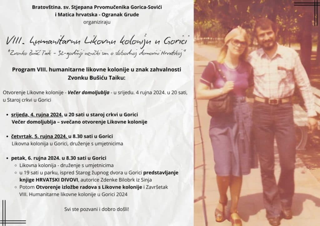 Ilustracija članka: VIII. humanitarna Likovna kolonija „-Zvonko Bušić Taik- 32-godišnji uznički san o slobodnoj Domovini Hrvatskoj“