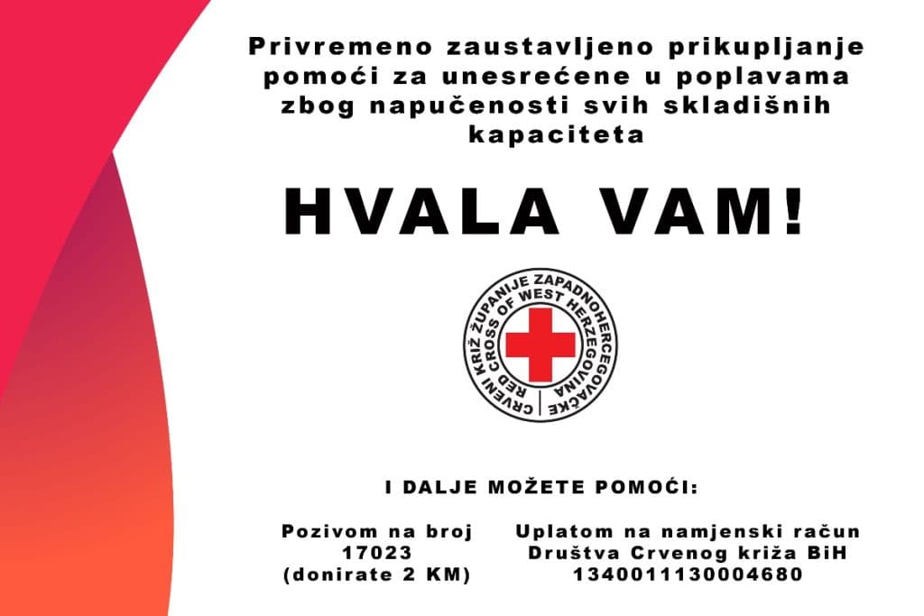 Ilustracija članka: Crveni križ ŽZH: Privremeno zaustavljamo prikupljanje roba, svi skladišni kapaciteti su puni