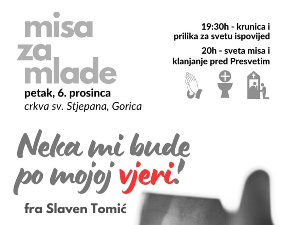 Ilustracija članka: Misa za mlade u Gorici: Neka mi bude po mojoj vjeri