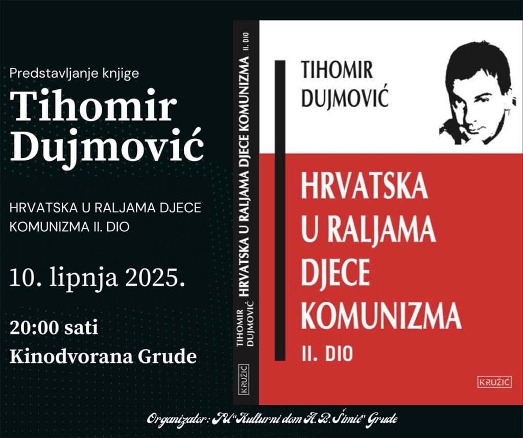 Ilustracija članka: Tihomir Dujmović u Grudama predstavlja II. dio knjige “Hrvatska u raljama djece komunizma”