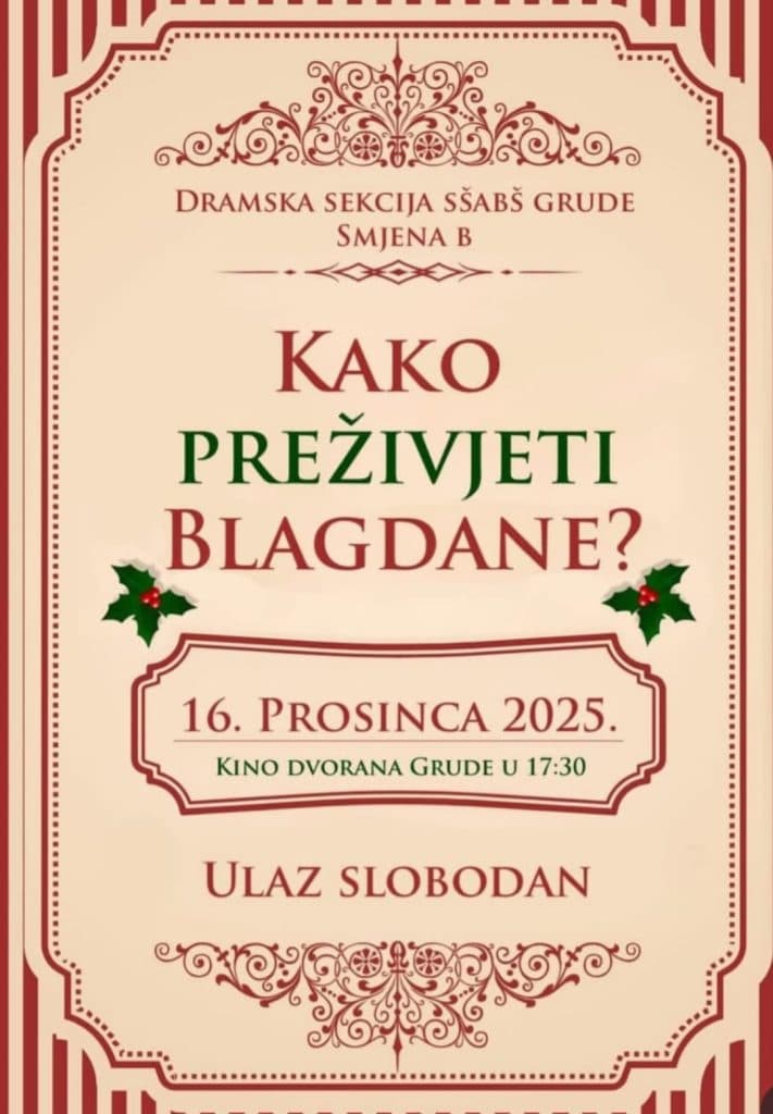 Ilustracija članka: Predstava “Kako preživjeti blagdane?” u izvedbi Srednje škole A. B. Šimića Grude