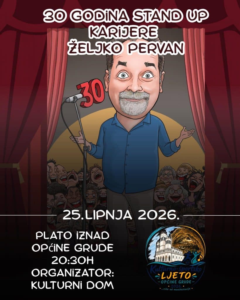 Ilustracija članka: Večeras u Grudama: Željko Pervan donosi večer smijeha i vrhunske stand-up komedije