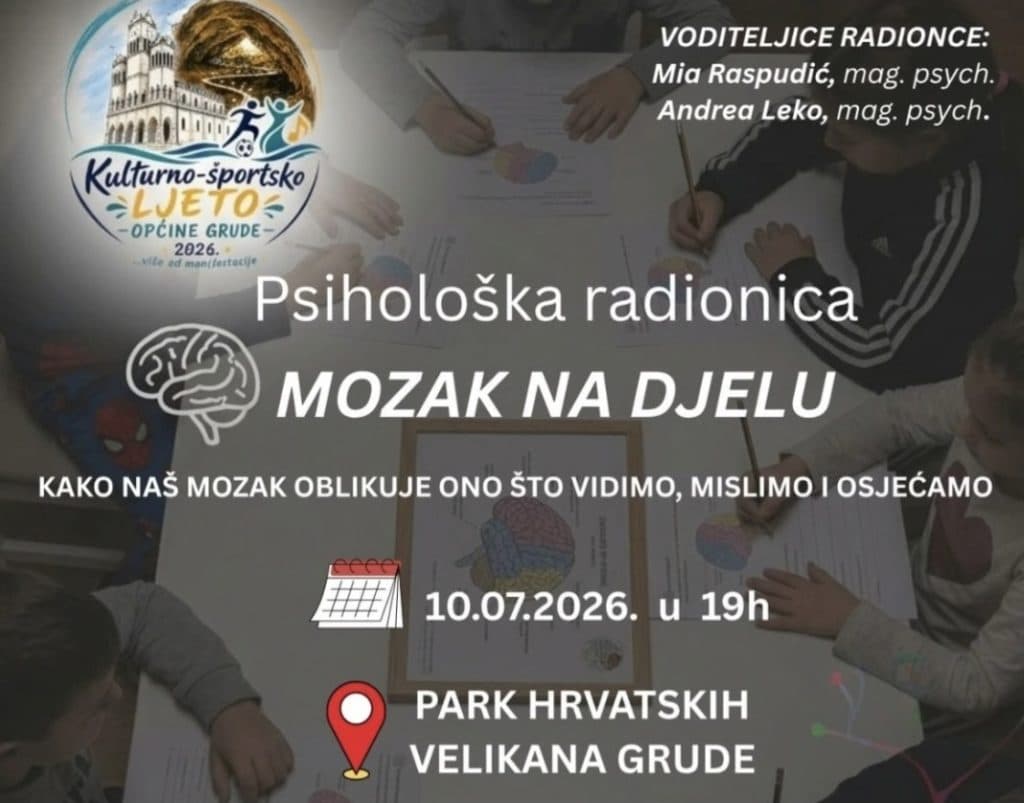 Ilustracija članka: Kreativno i edukativno u Grudama: Psihološka radionica „Mozak na djelu“ za najmlađe