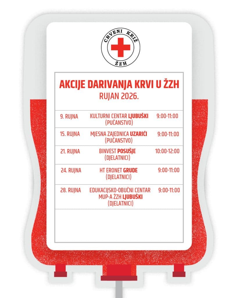 Ilustracija članka: Raspored akcija darivanja krvi u rujnu na području ŽZH