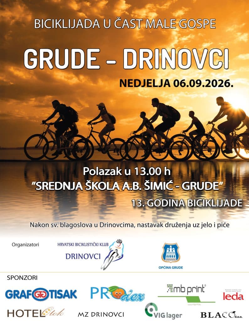 Ilustracija članka: NAJAVA: 13. tradicionalna BICIKLIJADA Grude – Drinovci u čast Male Gospe