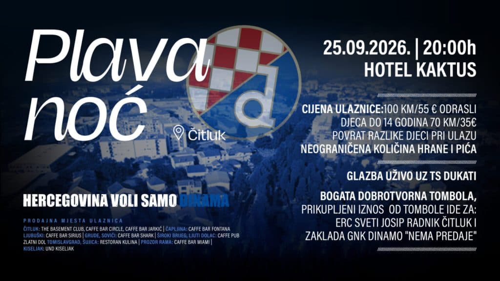 Ilustracija članka: Plava noć u Čitluku: U Hotel Kaktus stižu čelnici, veterani i legende GNK Dinama