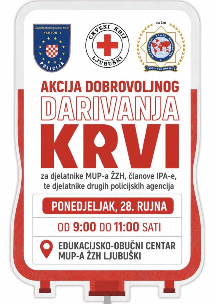 Ilustracija članka: NAJAVA: Dobrovoljno darivanje krvi za djelatnike policijskih agencija