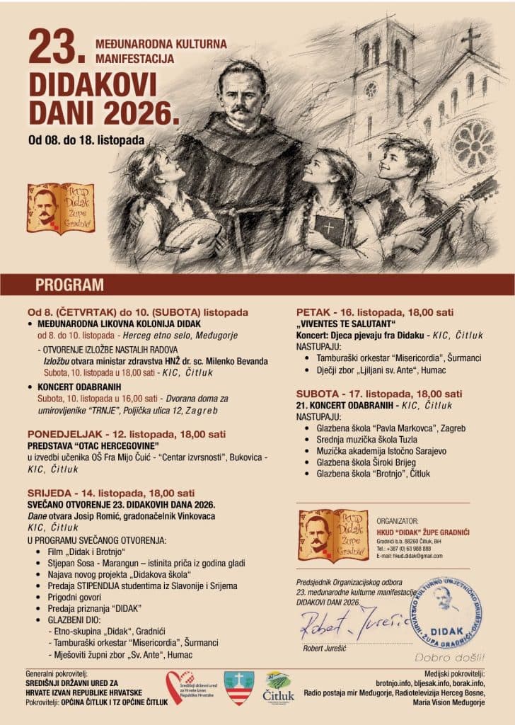 Ilustracija članka: Počeli 23. Didakovi dani: Brotnjo u znaku fra Didaka Buntića