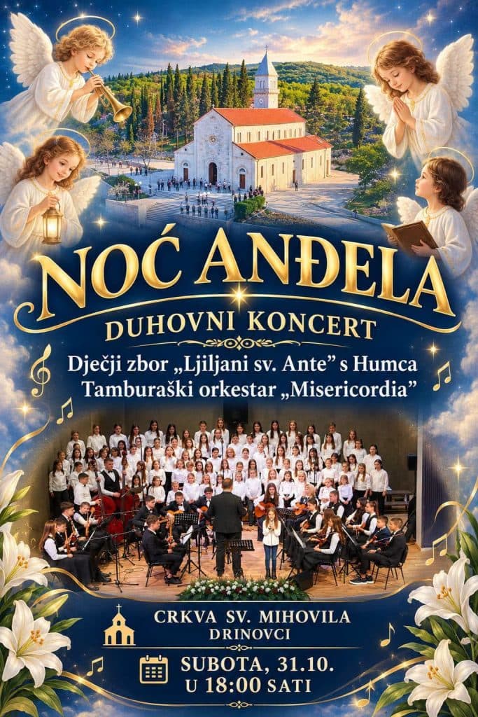 Ilustracija članka: U subotu duhovni koncert “Noć anđela” u Drinovcima