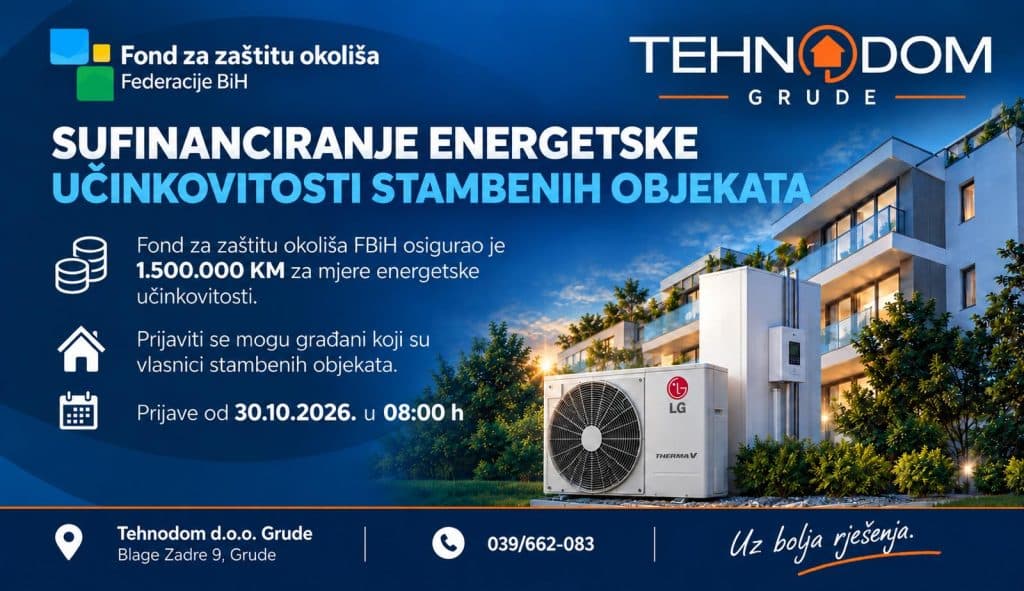 Ilustracija članka: Osigurajte do 5.000 € poticaja za dizalice topline uz Tehnodom Grude